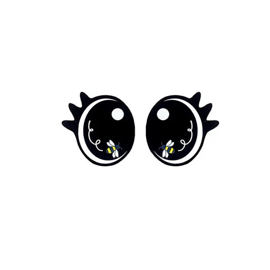 6 Pack of Oval Bee Felt Eyes with Lashes