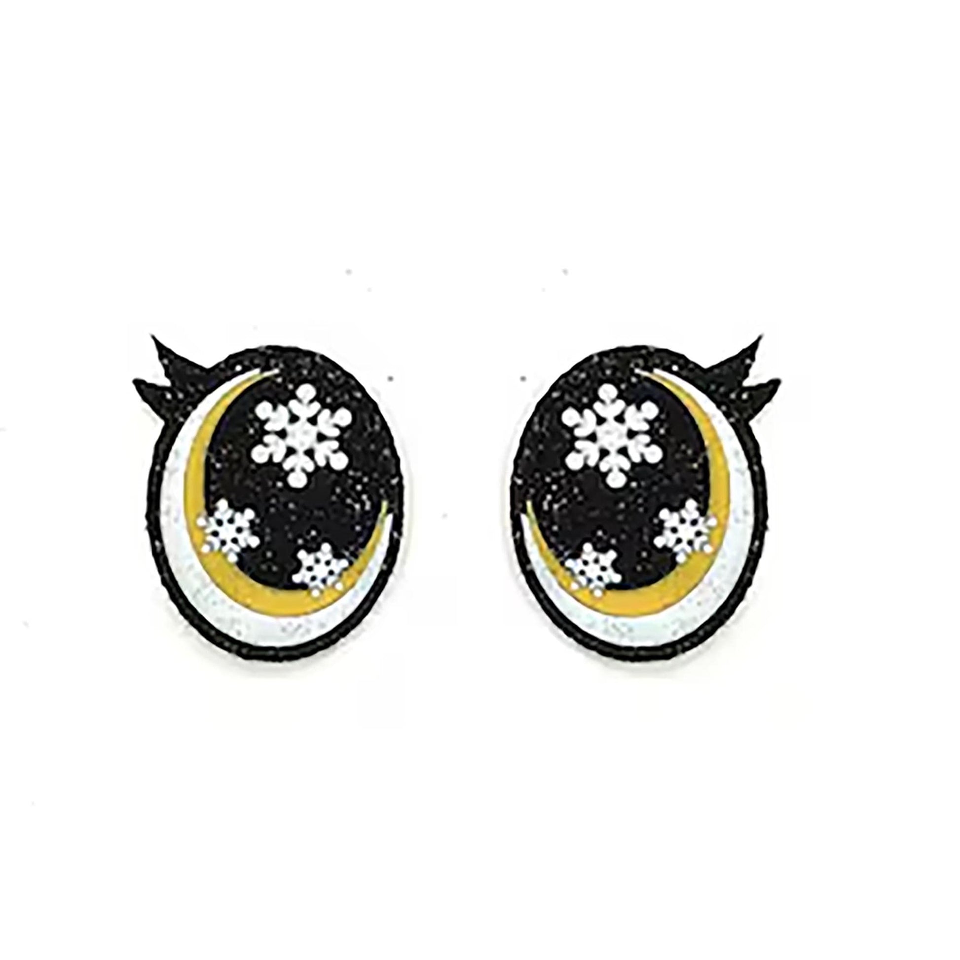 6 Pack of Oval Snowflake Glitter Felt Eyes for Amigurumi, with Lashes, Multiple Sizes Available