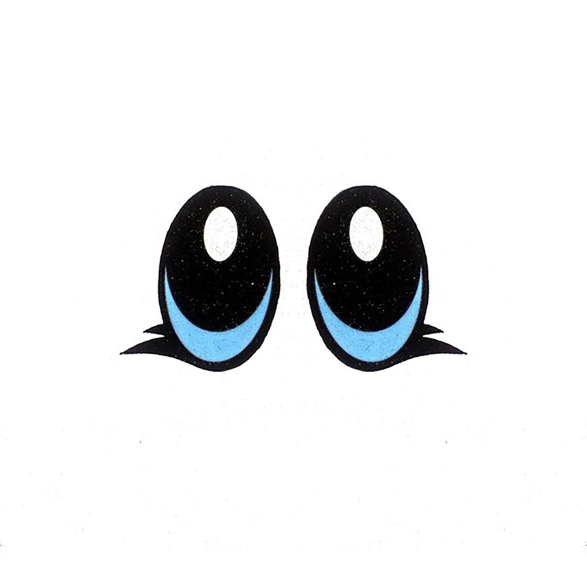 3 Pack of Blue Glitter Felt Eyes, with Lashes, for Amigurumi Multiple Sizes Available