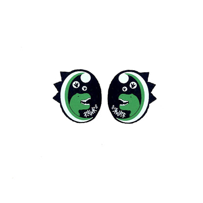 3 Pack of Green Dinosaur Felt Eyes with Lashes, for Amigurumi, Dino, Multiple Sizes Available