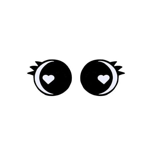 6 Pack of Kawaii Felt Eyes for Amigurumi, with Lashes, Multiple Sizes Available