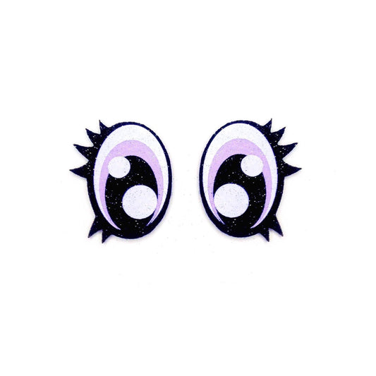 6 Pack of Oval Glitter Felt Eyes for Amigurumi, with Lashes, Multiple Sizes Available
