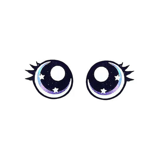 3 Pairs of Rainbow Glitter Felt Eyes with Lashes: Amigurumi Doll, Crochet Plushie Eyes