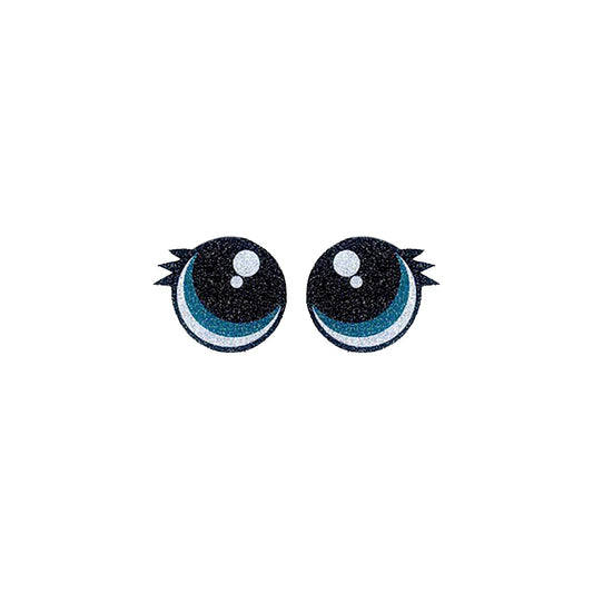 6 Pack of Teal Glitter Felt Eyes for Amigurumi, with Lashes, Multiple Sizes Available