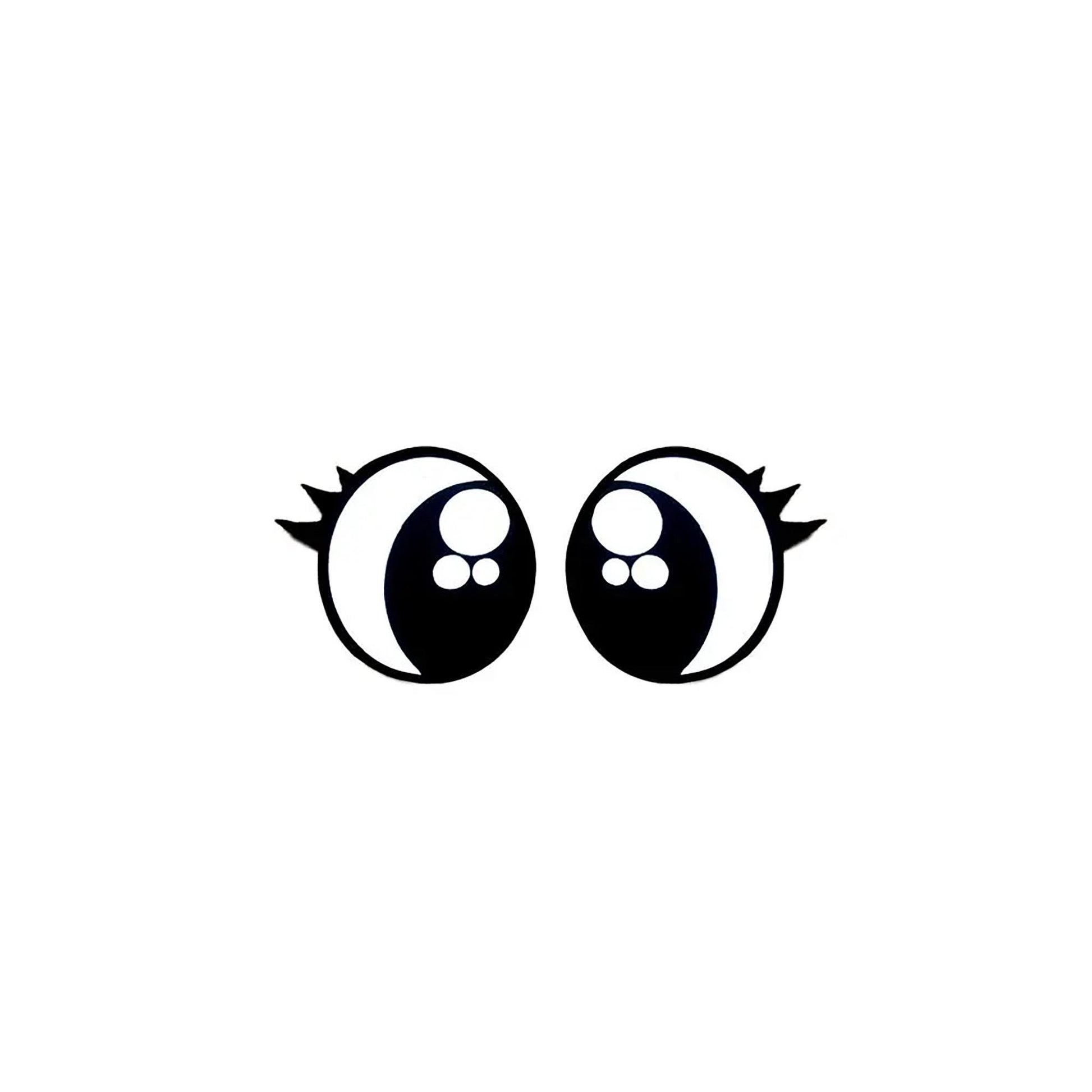 6 Pack of Kawaii Felt Eyes For Amigurumi, with Lashes, Multiple Sizes Available