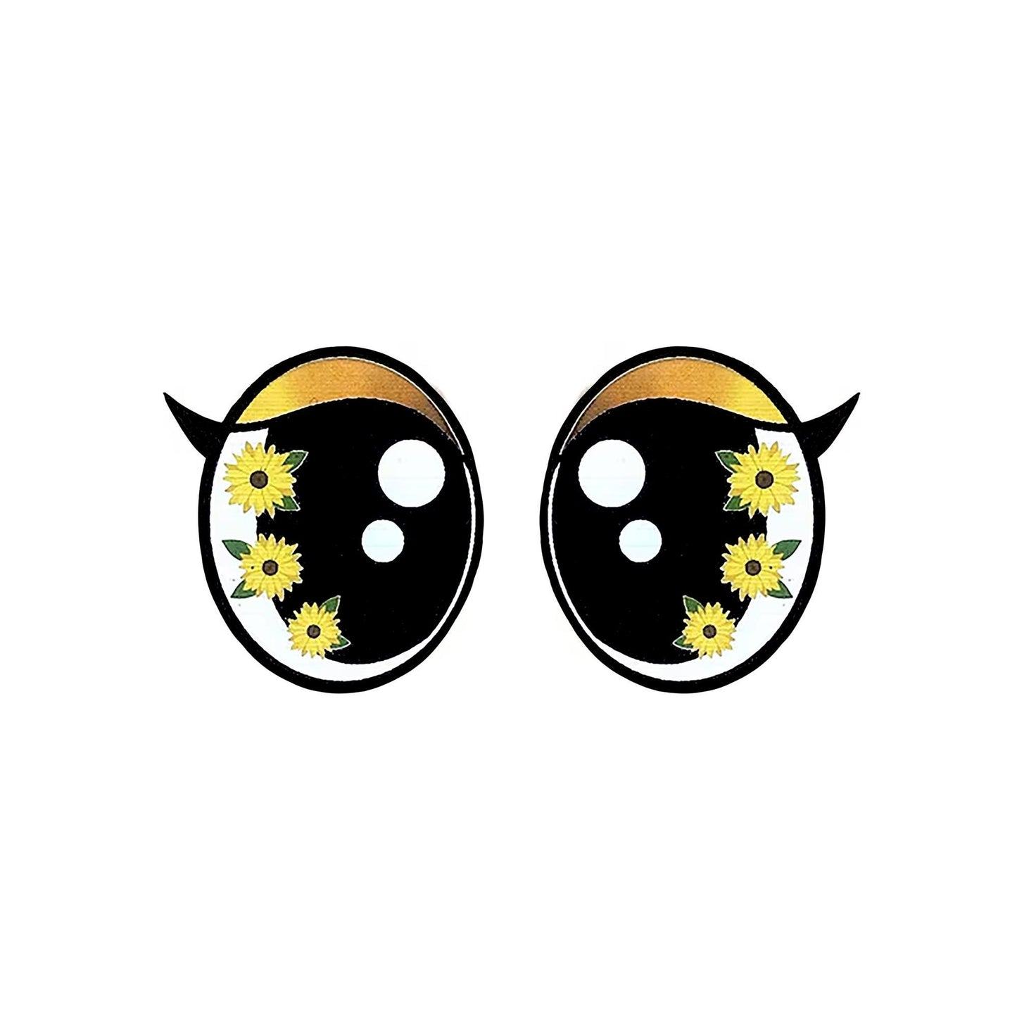3 Pack of Sunflower Felt Eyes for Amigurumi, with Lashes, Multiple Sizes Available