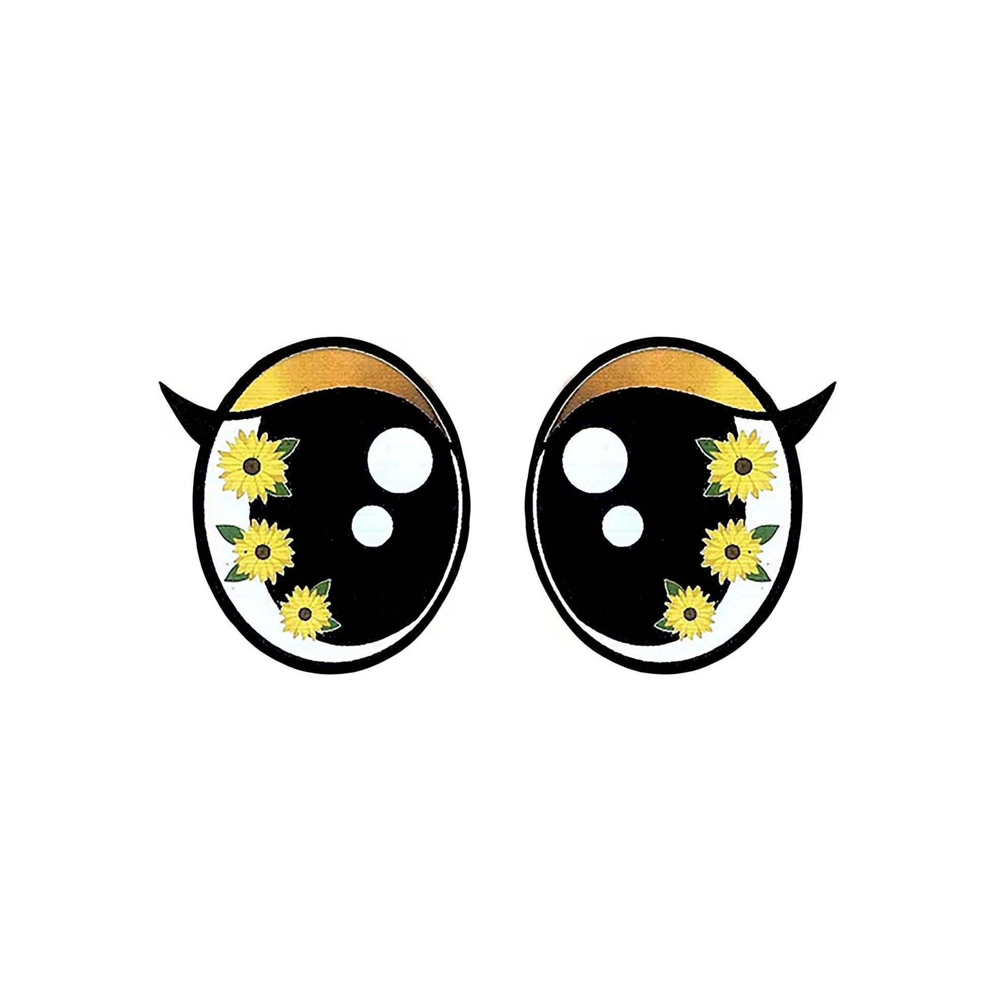 3 Pack of Sunflower Felt Eyes for Amigurumi, with Lashes, Multiple Sizes Available