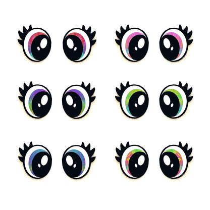 6 Pairs Glitter Oval Felt Eyes With Lashes, Amigurumi, Plushie, & Crochet Crafts