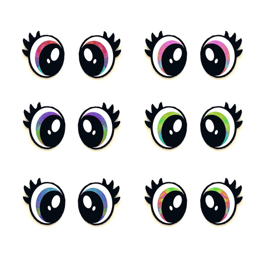 Felt Eyes 6 Pack, Glitter Oval Felt Eyes for Amigurumi, Stuffed Animals, Crochet Plushie, Kawaii, Craft Supplies Multiple Sizes Available