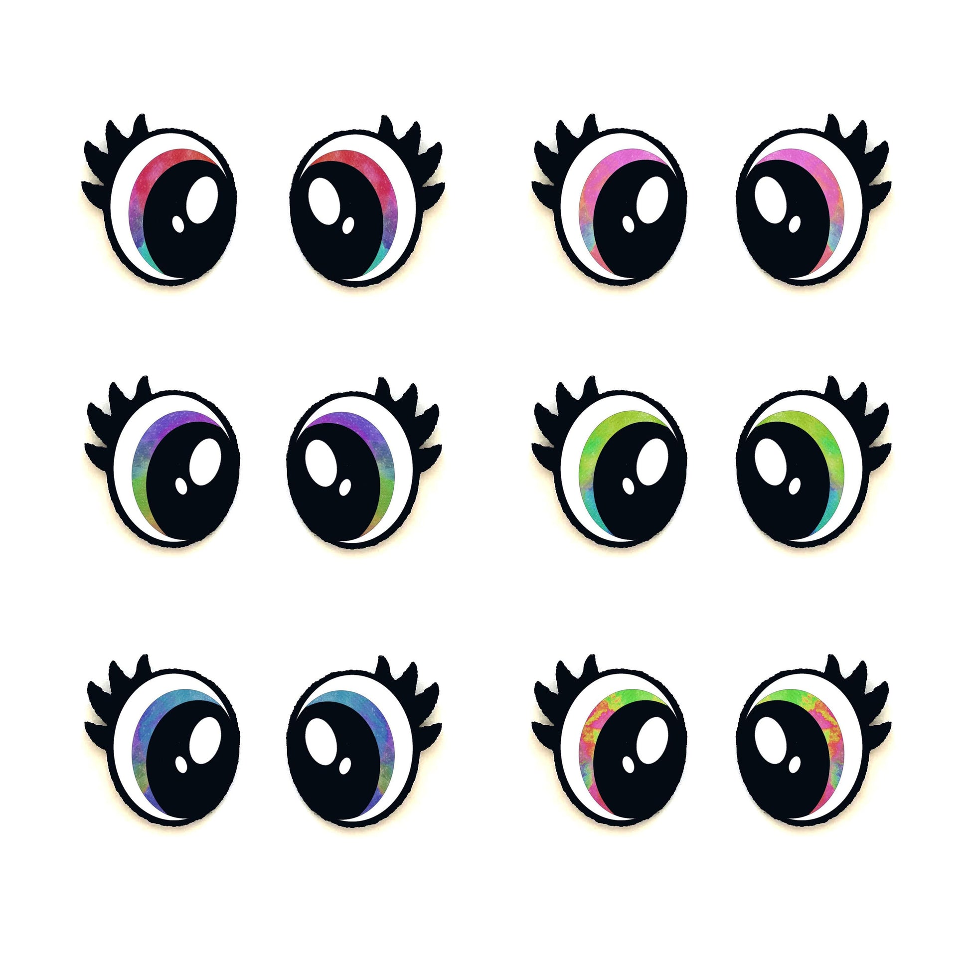 Felt Eyes 3 Pack, Glitter Oval Felt Eyes for Amigurumi, Stuffed Animals, Crochet Plushie, Kawaii, Craft Supplies Multiple Sizes Available