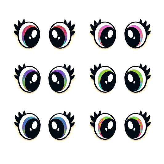 Felt Eyes 3 Pack, Glitter Oval Felt Eyes for Amigurumi, Stuffed Animals, Crochet Plushie, Kawaii, Craft Supplies Multiple Sizes Available