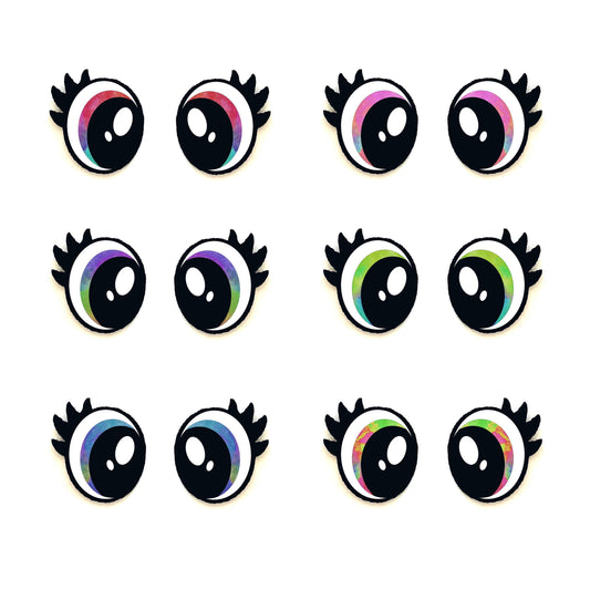 3 Pack Glitter Oval Felt Eyes for Amigurumi, Plushie, Craft Supplies