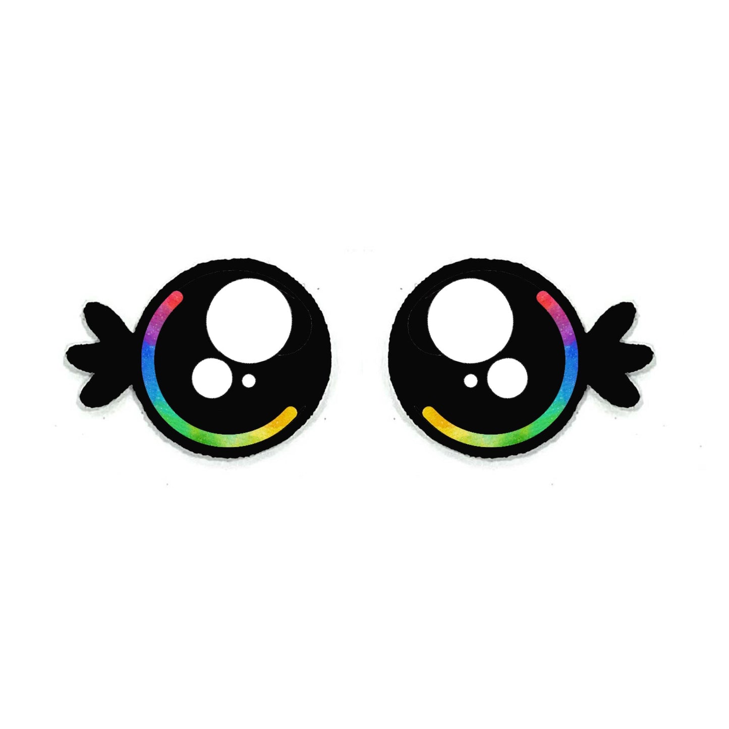 6 Pack of Round Felt Eyes for Amigurumi with Lashes, Rainbow, Round Eyes, Kawaii, Crochet Multiple Sizes Available