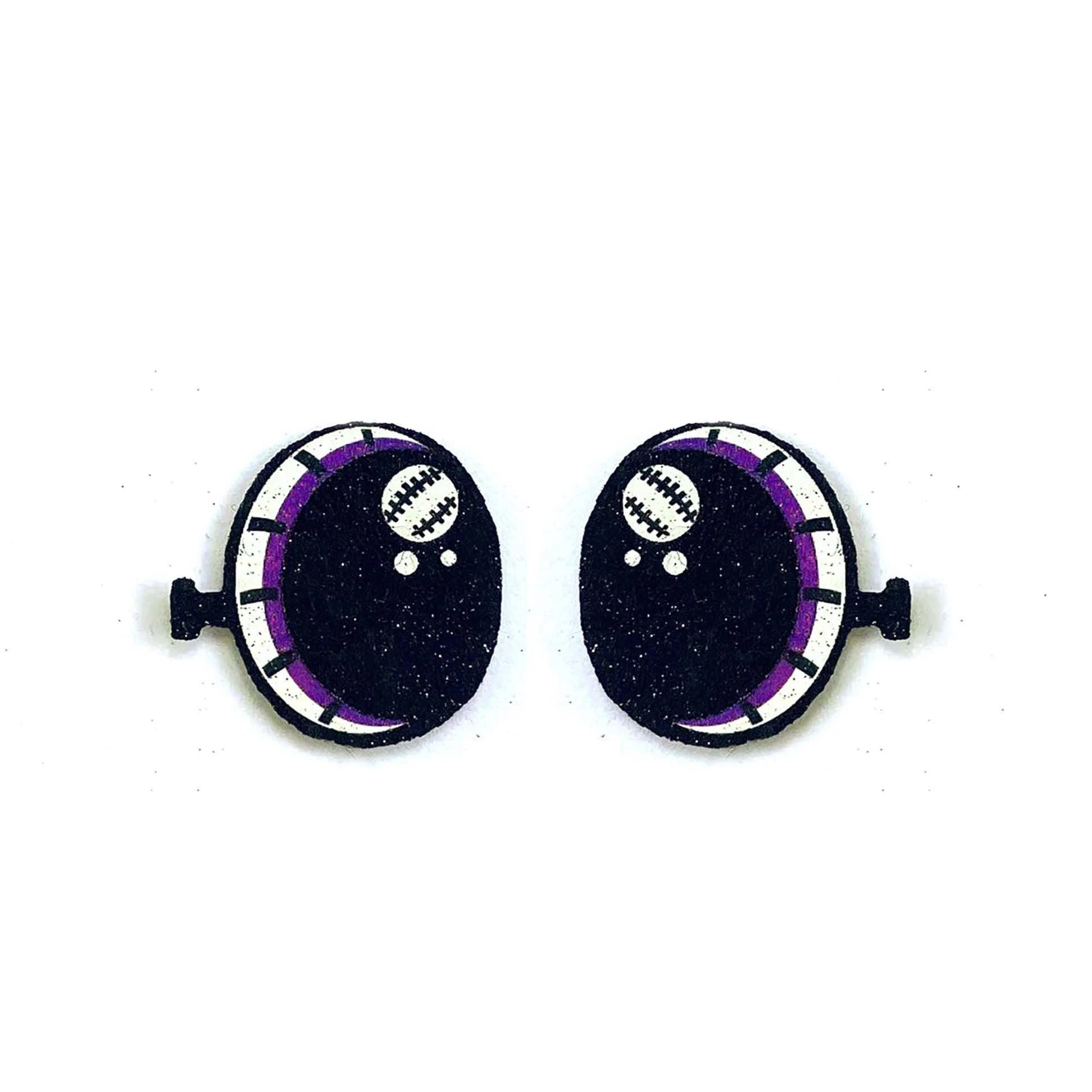 6 Pack of Halloween Monster Glitter Felt Eyes, Frankie, Multiple Sizes Available