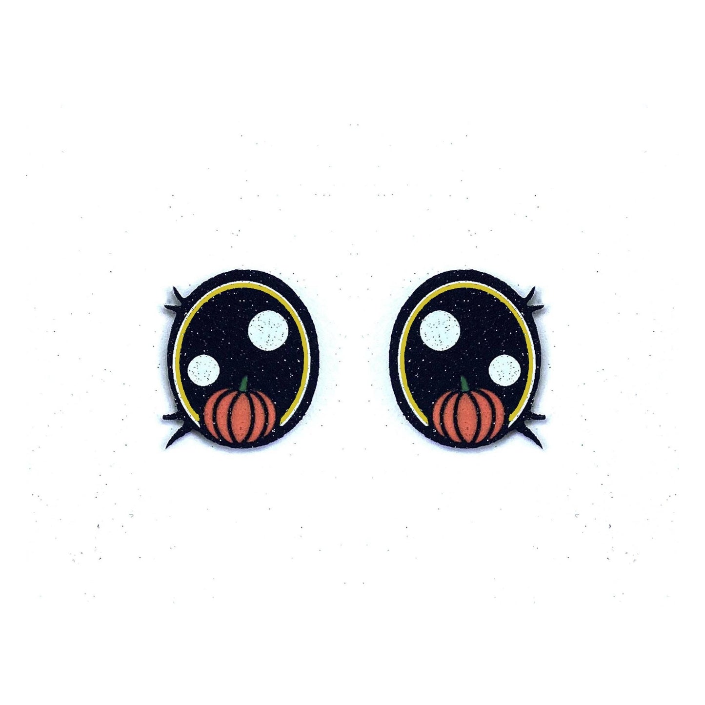 6 Pack of Halloween Pumpkin Glitter Felt Eyes, Multiple Sizes Available