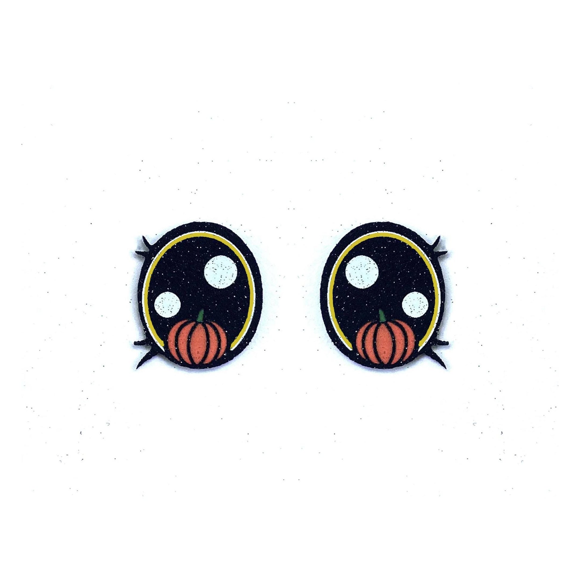 6 Pack of Halloween Pumpkin Glitter Felt Eyes, Multiple Sizes Available