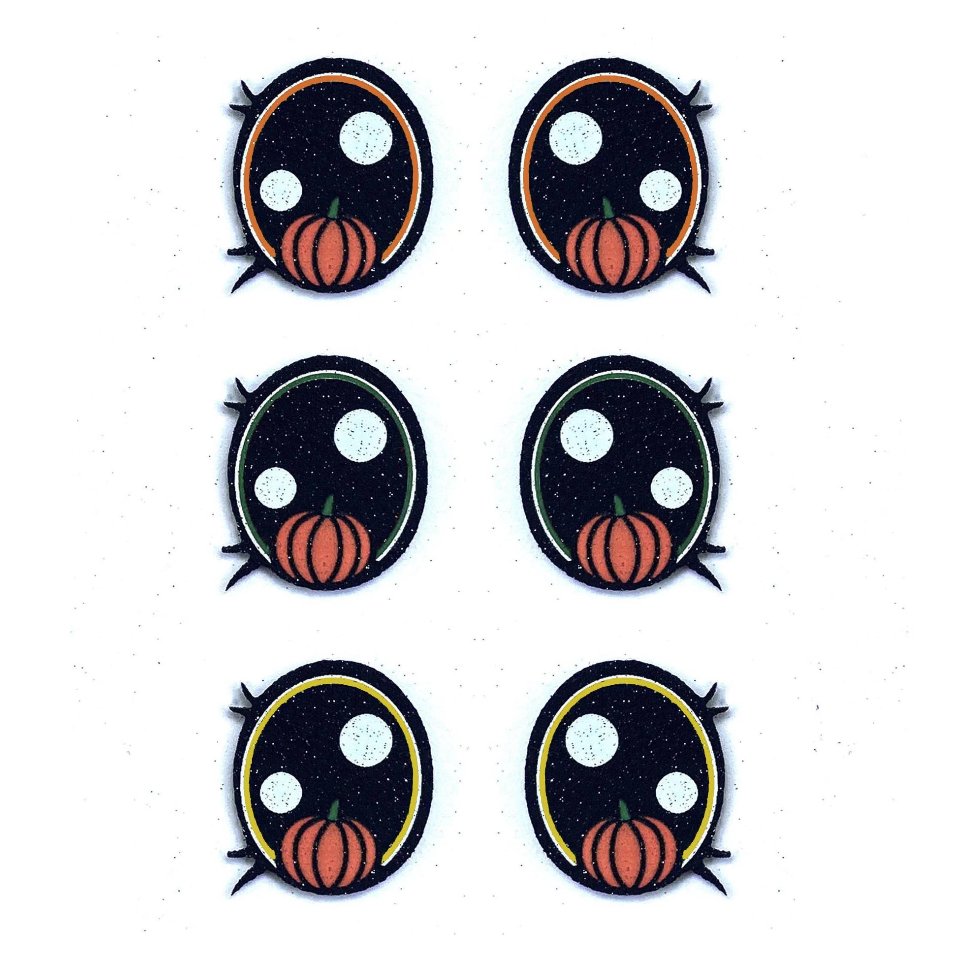 6 Pack of Halloween Pumpkin Glitter Felt Eyes, Multiple Sizes Available