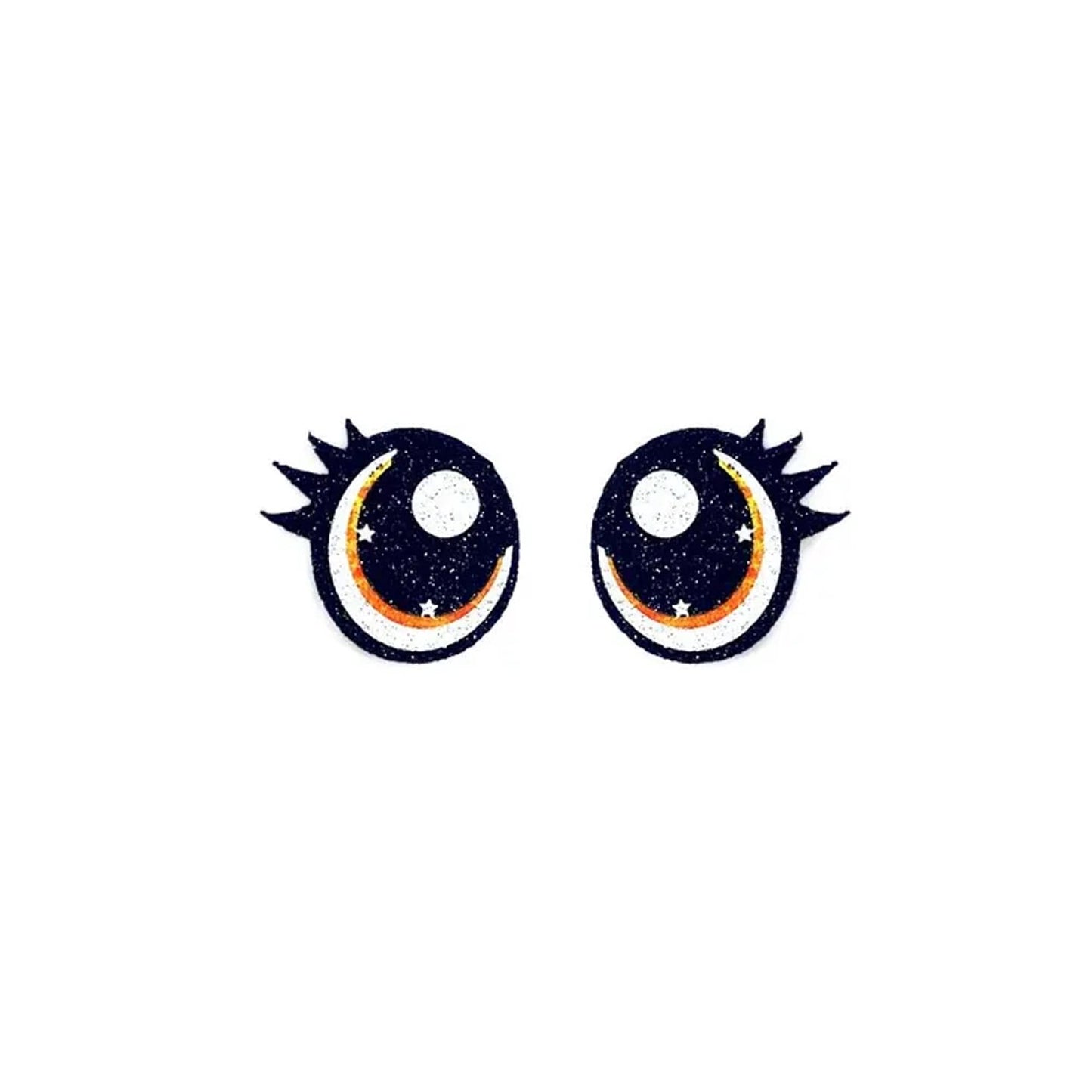 3 Pack of Orange Glitter Felt Eyes, with Lashes, for Amigurumi Multiple Sizes Available