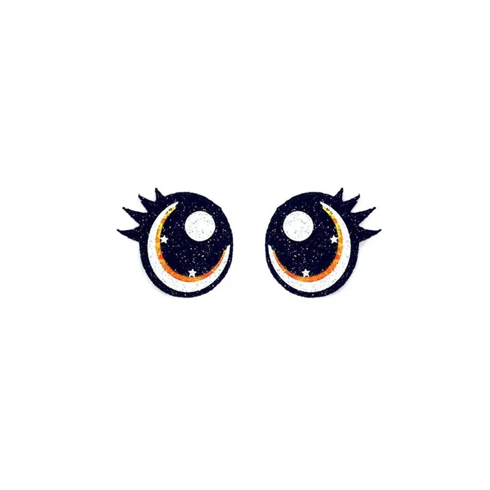 3 Pack of Orange Glitter Felt Eyes, with Lashes, for Amigurumi Multiple Sizes Available