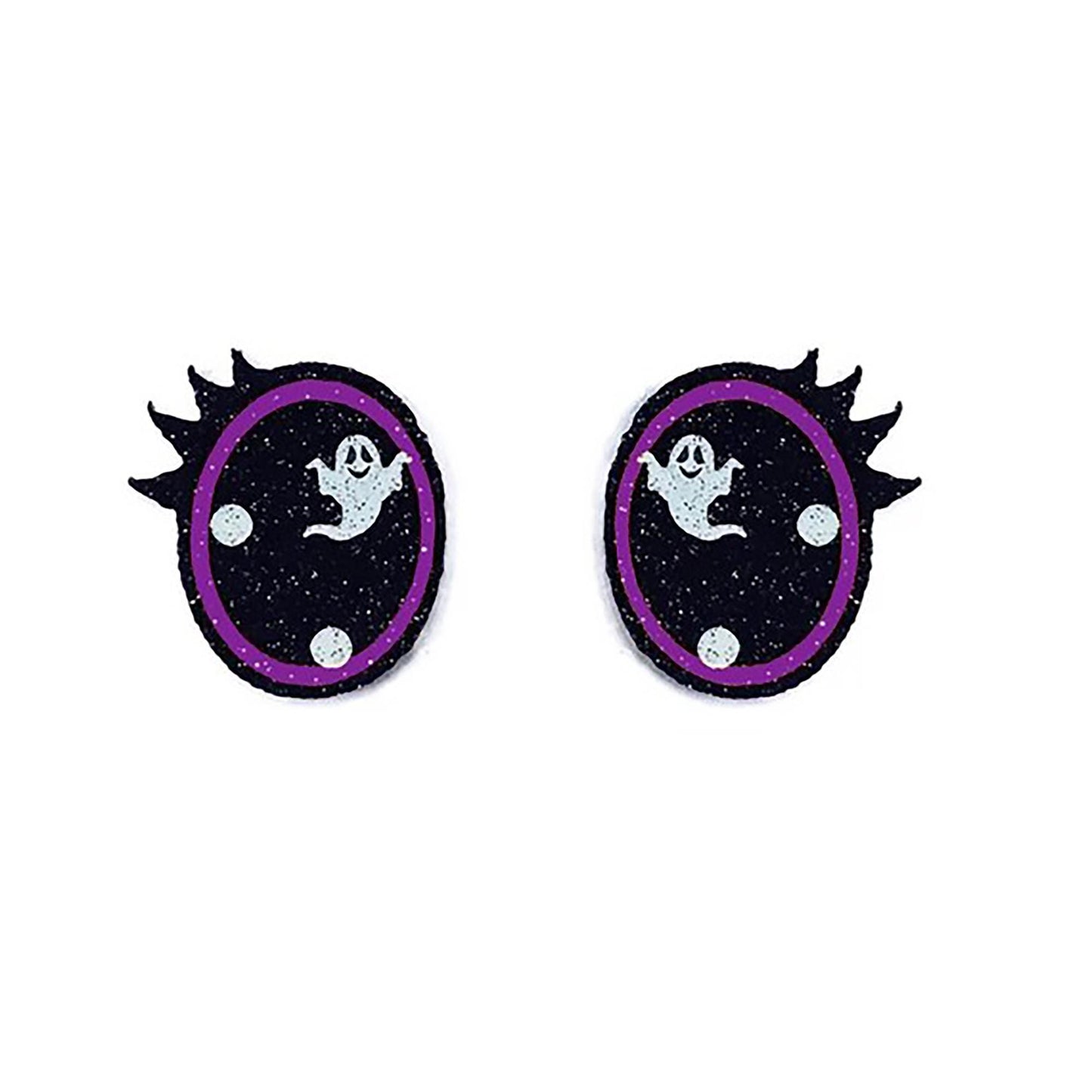 6 Pack Glitter Halloween Felt Eyes for Amigurumi: Ghosts, Green, Orange, Purple, With Lashes