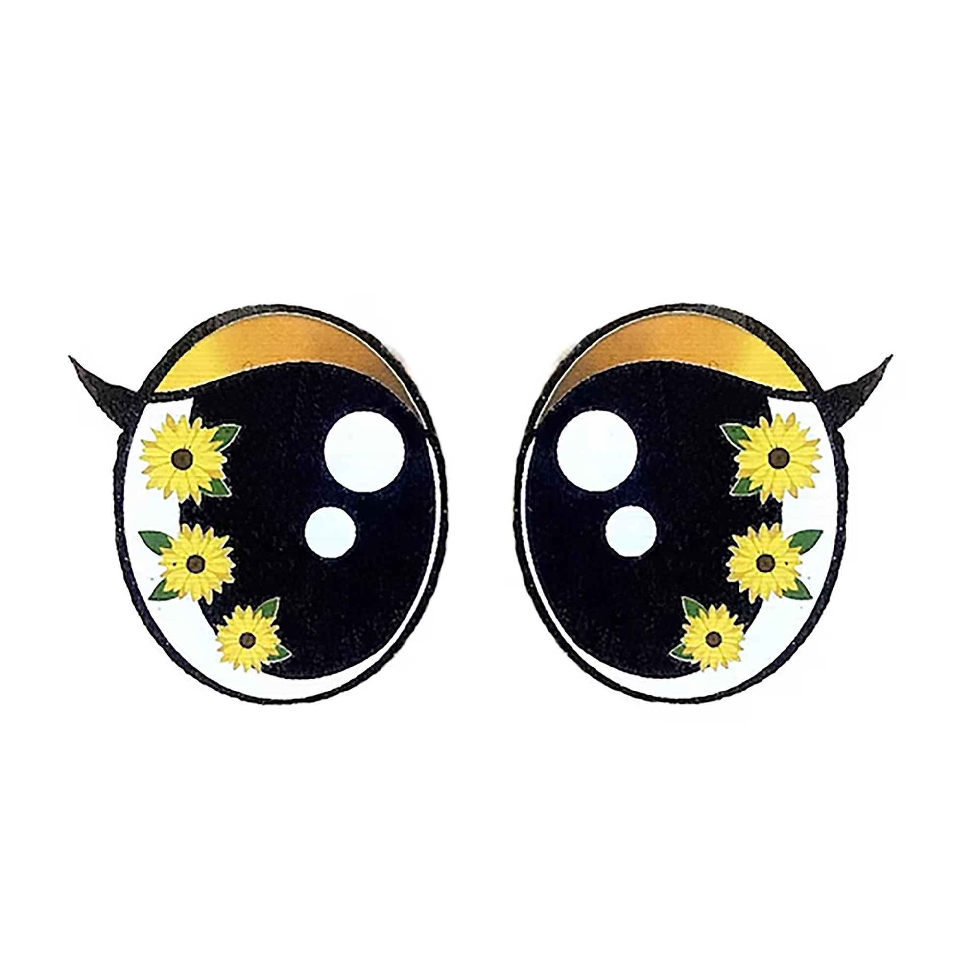 6 Pack of Sunflower Felt Eyes For Amigurumi, with Lashes, Multiple Sizes Available