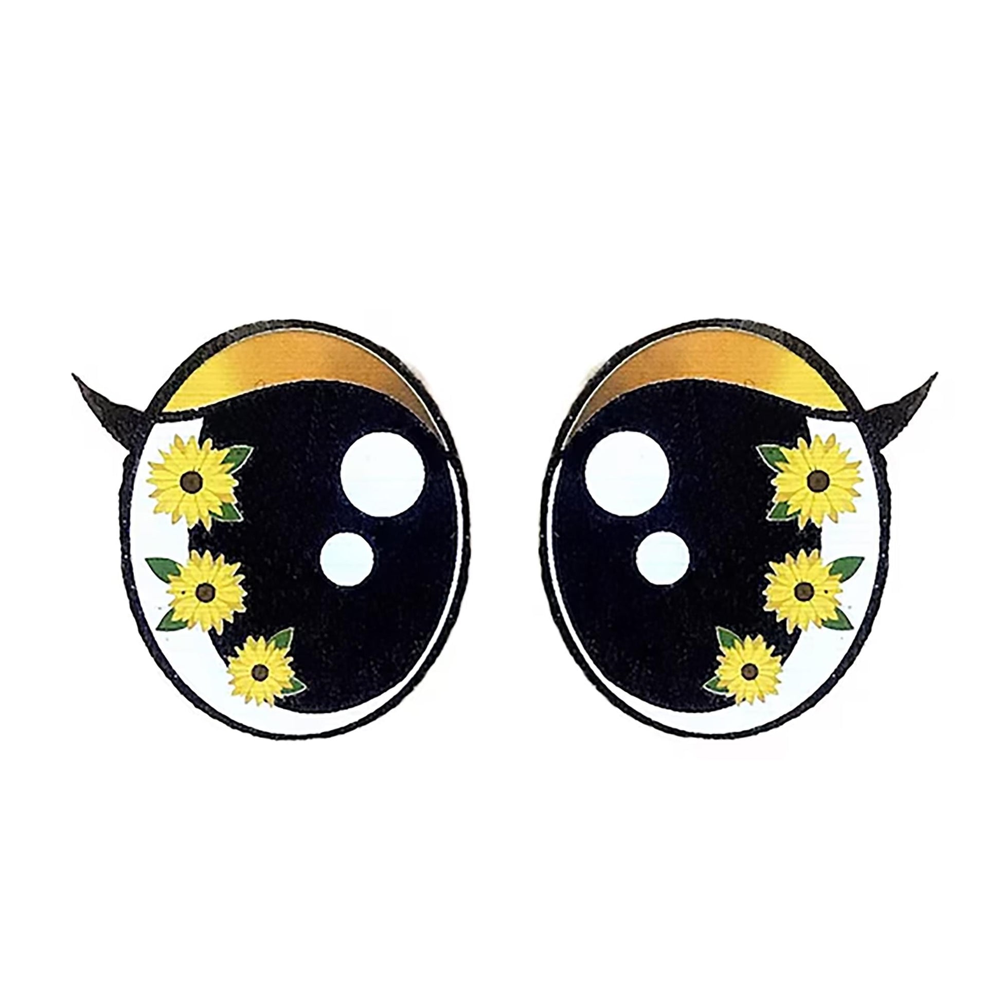 6 Pack of Sunflower Felt Eyes For Amigurumi, with Lashes, Multiple Sizes Available