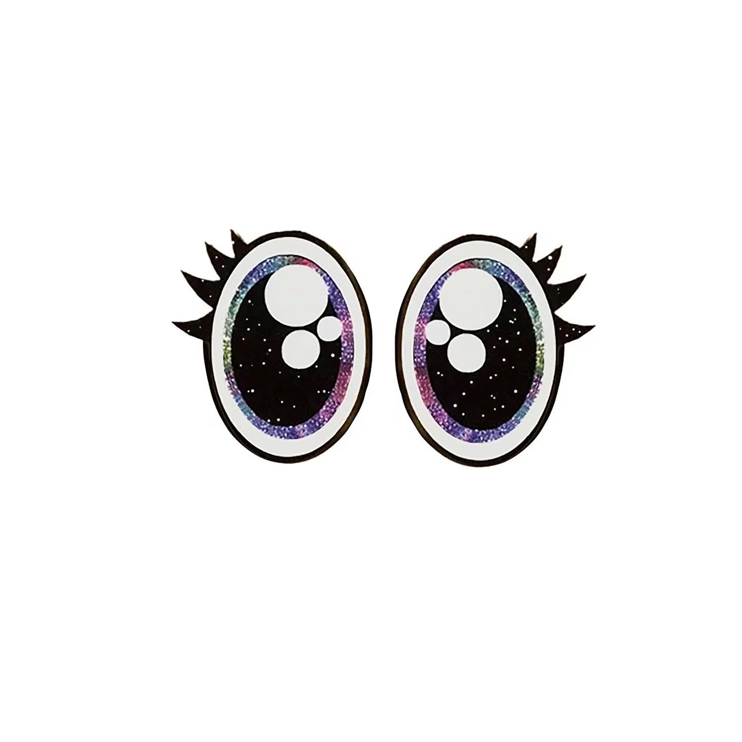 6 Pack of Oval Rainbow Glitter Felt Eyes for Amigurumi Multiple Sizes Available