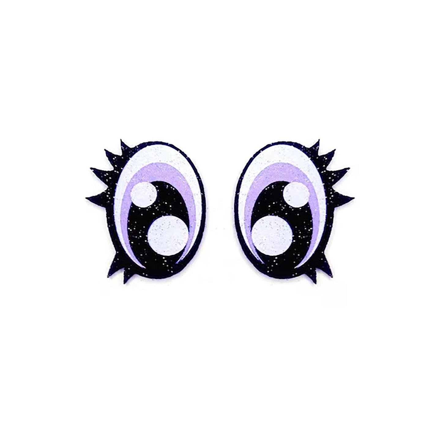 3 Pack of Oval Lavender Glitter Felt Eyes for Amigurumi with Lashes, Crochet Plushie, Doll Eyes Multiple Sizes Available