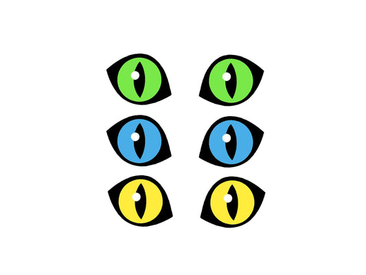 6 Pack of Cat Felt Eyes for Amigurumi, Halloween, Multiple Sizes Available