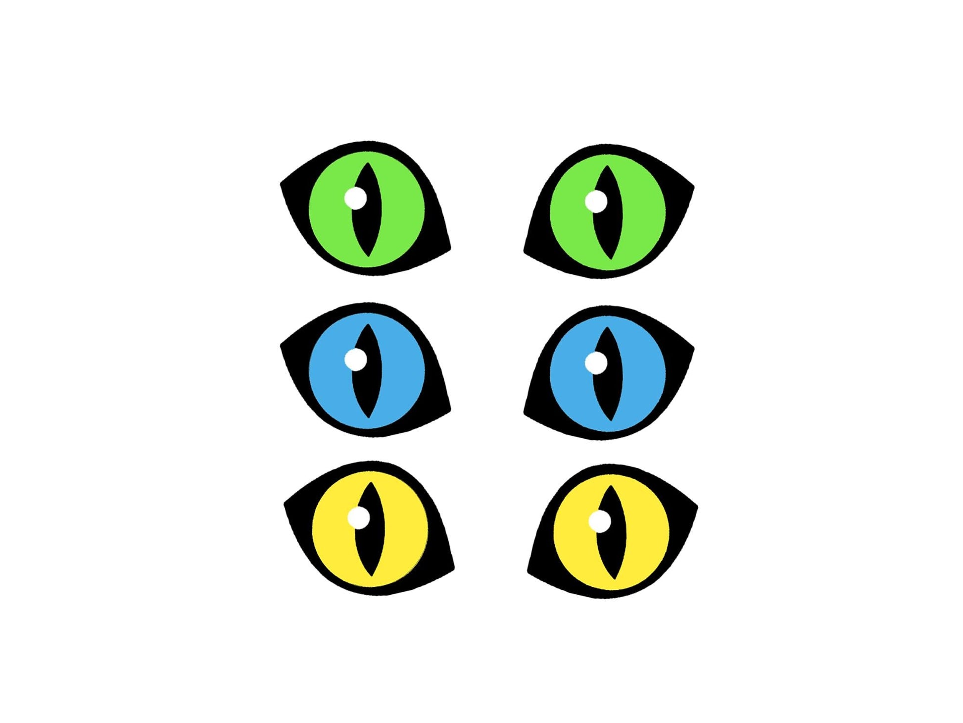 6 Pack of Cat Felt Eyes for Amigurumi, Halloween, Multiple Sizes Available