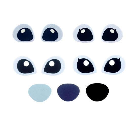 3 Pack of Blue Alien Felt Faces: Amigurumi, Crochet Plushie Eyes, Craft Supply