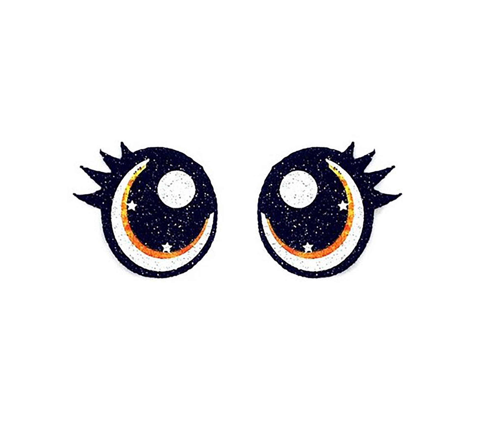 6 Pack, 3 Pack or Bulk Glitter Felt Eyes with Lashes for Amigurumi, Orange, Crochet Oval, , Knit, Plushie, Glitter, Kawaii