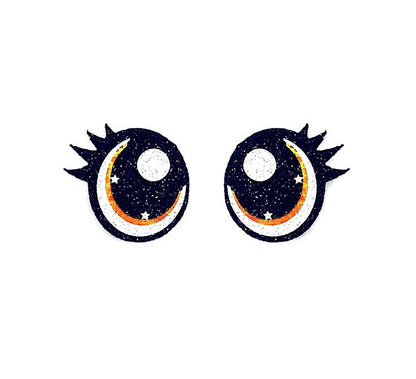 6 Pack, 3 Pack or Bulk Glitter Felt Eyes with Lashes for Amigurumi, Orange, Crochet Oval, , Knit, Plushie, Glitter, Kawaii