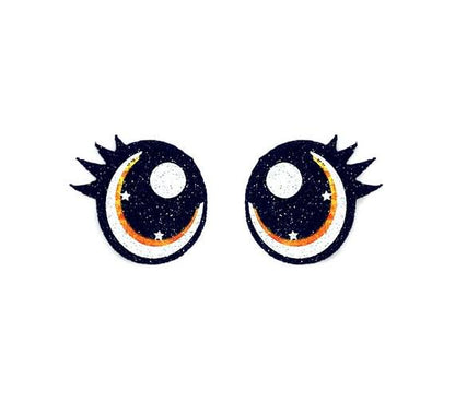 6 Pack, 3 Pack or Bulk Glitter Felt Eyes with Lashes for Amigurumi, Orange, Crochet Oval, , Knit, Plushie, Glitter, Kawaii