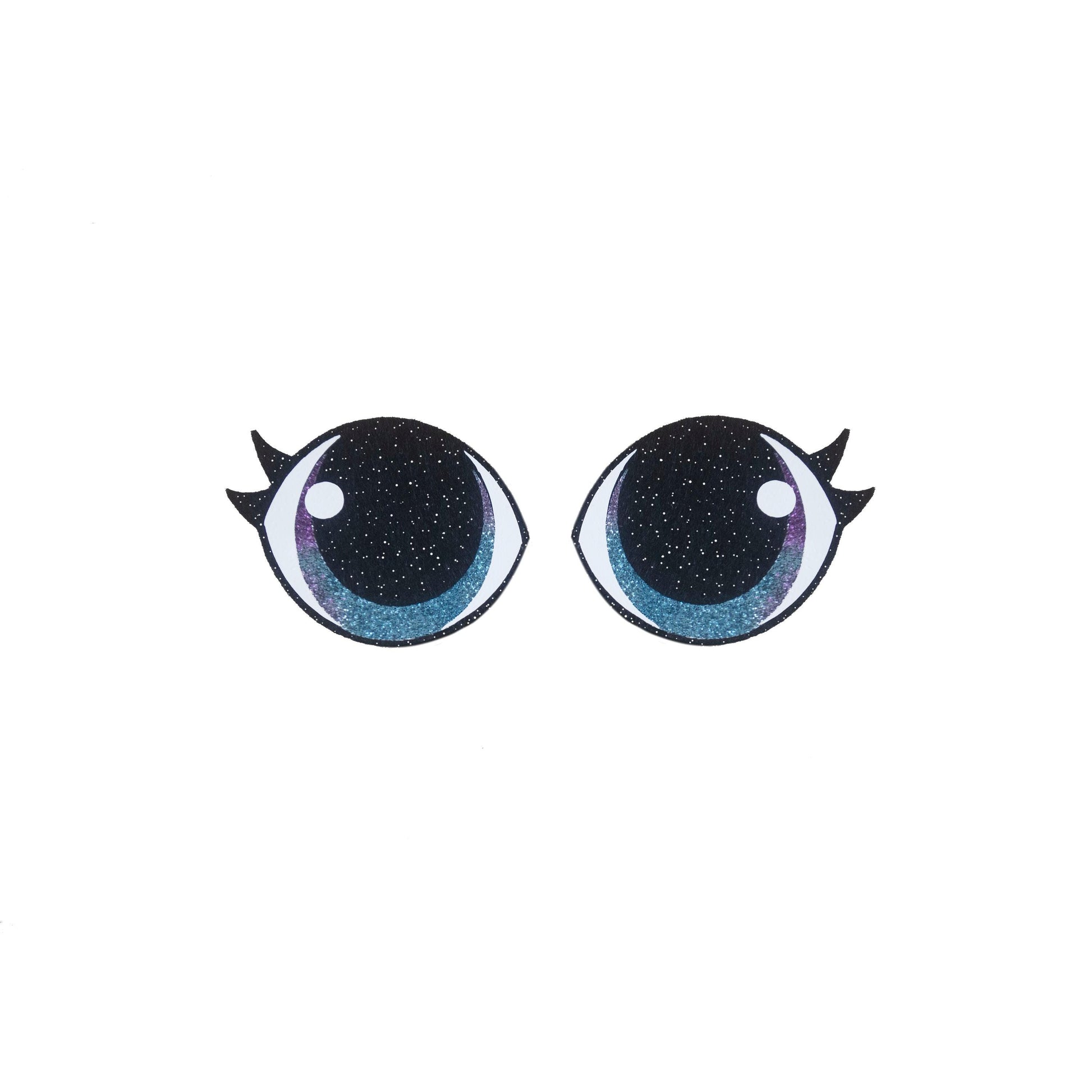 6 Pack of Rainbow Glitter Felt Eyes for Amigurumi, with Lashes, Multiple Sizes Available