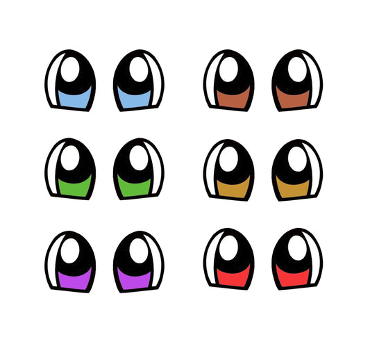 6 Pack of Kawaii Felt Eyes For Amigurumi, Monster, Multiple Sizes Available