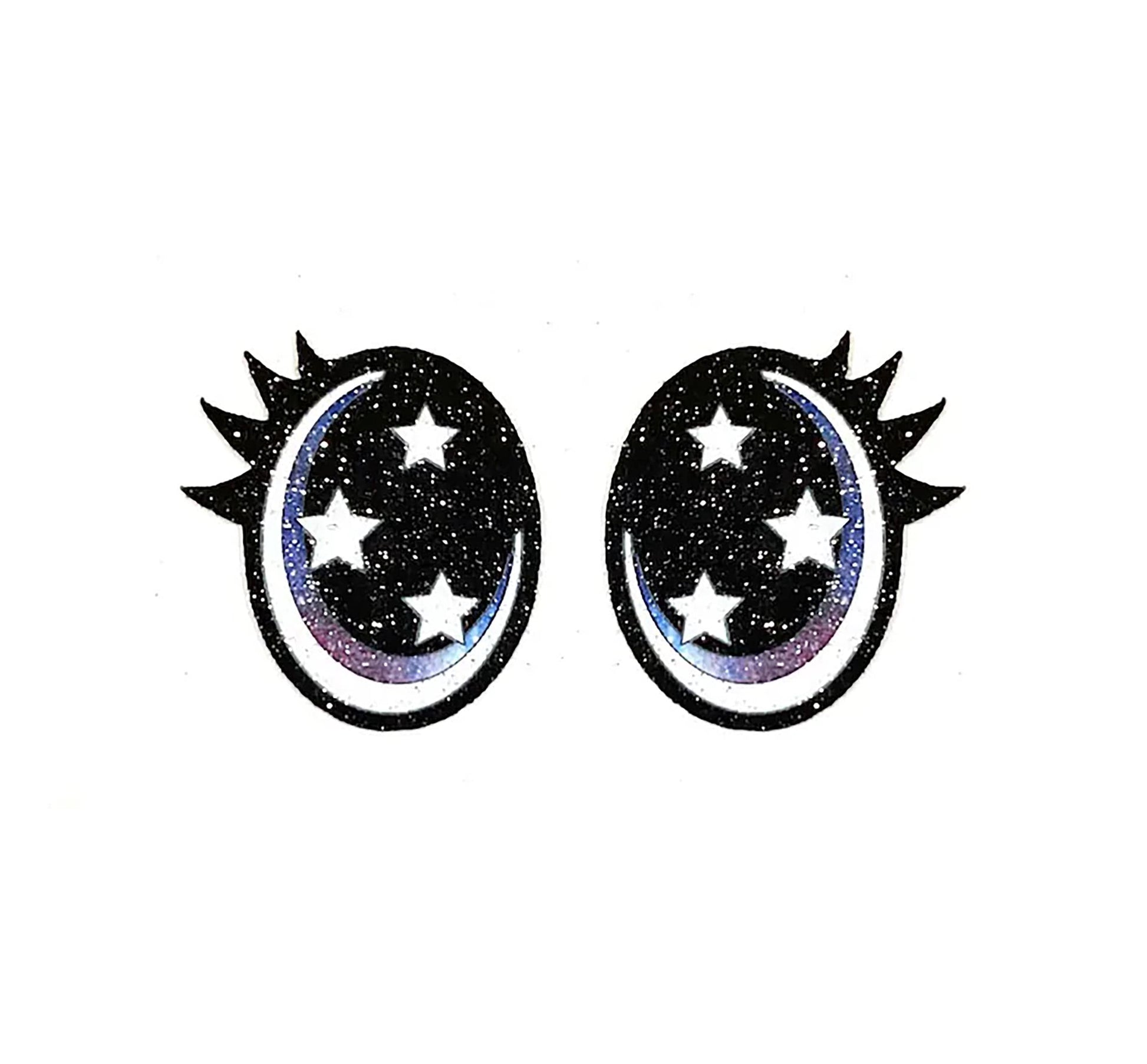 3 Pack of Oval Glitter Felt Eyes, for Amigurumi, with Lashes, Multiple Sizes Available