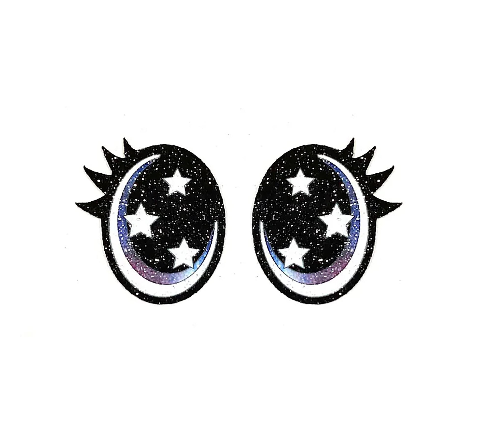 3 Pack of Oval Glitter Felt Eyes, for Amigurumi, with Lashes, Multiple Sizes Available