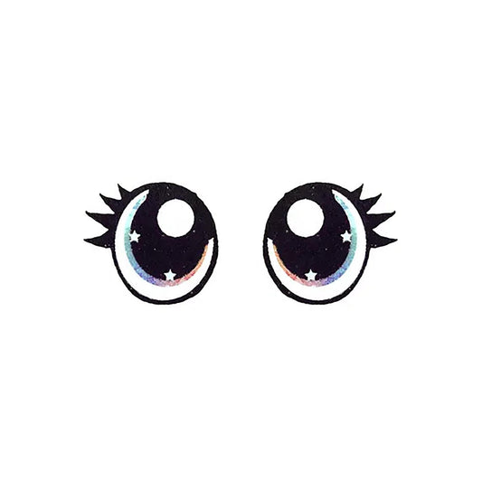 3 Pack of Rainbow Glitter Felt Eyes for Amigurumi, with Lashes, Multiple Sizes Available