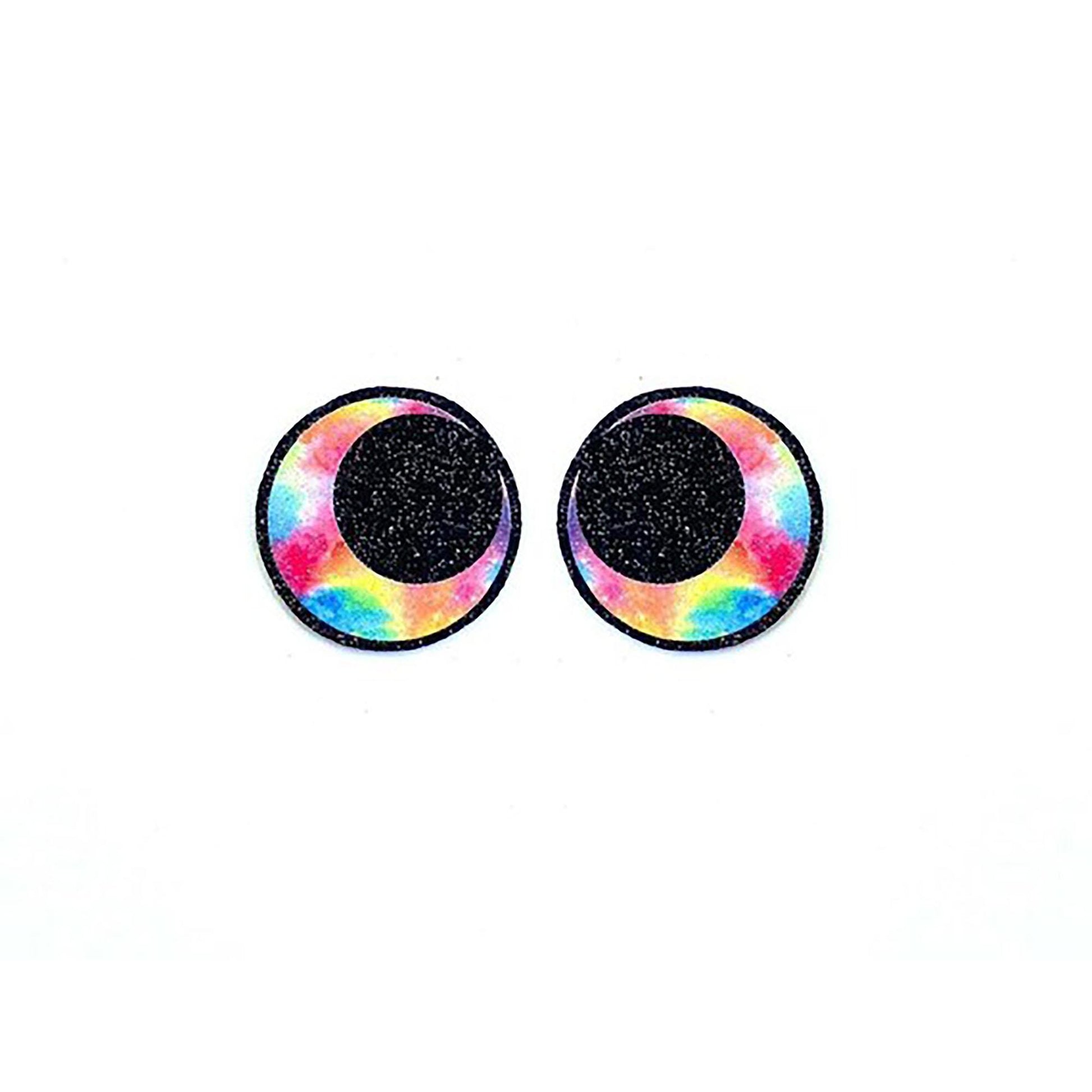 3 Pack of Round Rainbow Glitter Felt Eyes for Amigurumi Multiple Sizes Available