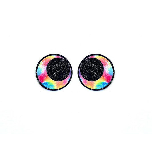 3 Pack of Round Rainbow Glitter Felt Eyes for Amigurumi Multiple Sizes Available