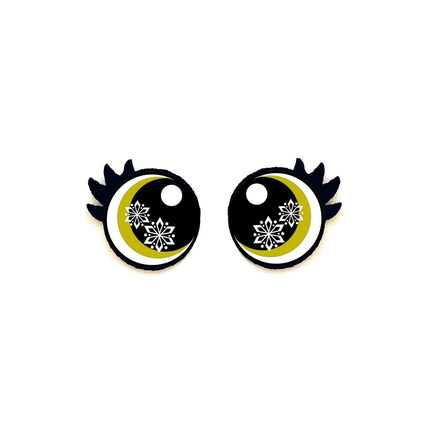 6 Pack Glitter Snowflake Felt Eyes with Lashes - Amigurumi Christmas Holiday