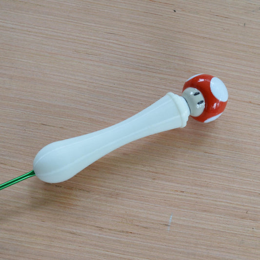 Ergonomic Crochet Hook, Chunky, Handle, Cute, Mushroom, Custom Crochet Tool, Tapered or Inline, Hand Pain Relief
