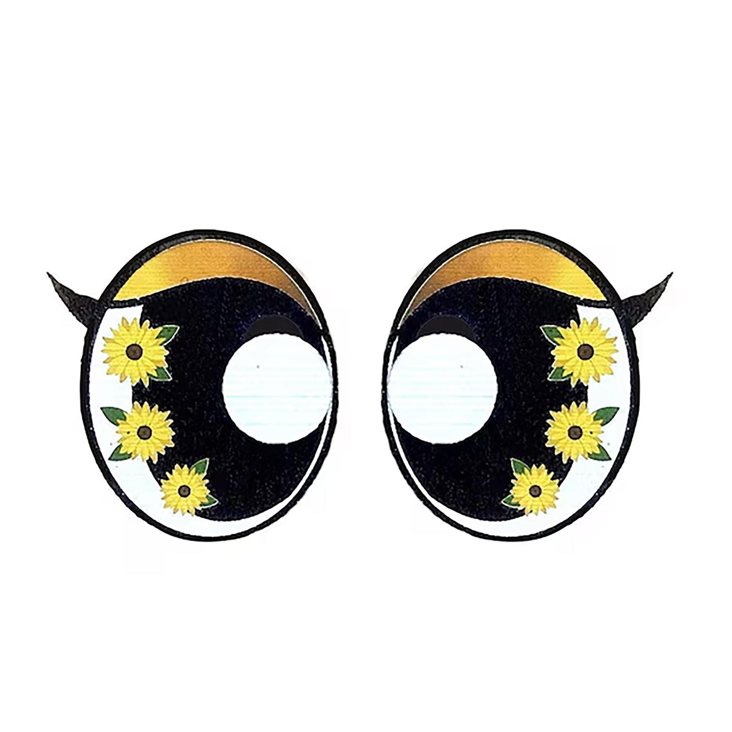 6 Pack of Oval Sunflower Felt Eyes for Amigurumi, Multiple Sizes Available