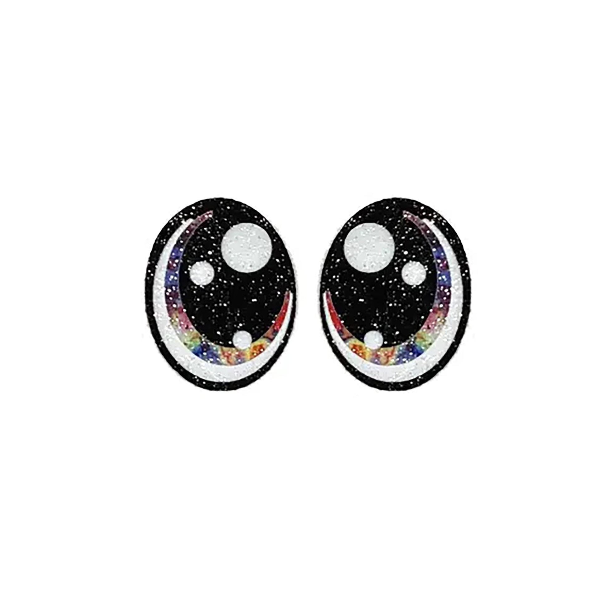 6 Pack of Tye Dye Glitter Felt Eyes For Amigurumi Multiple Sizes Available