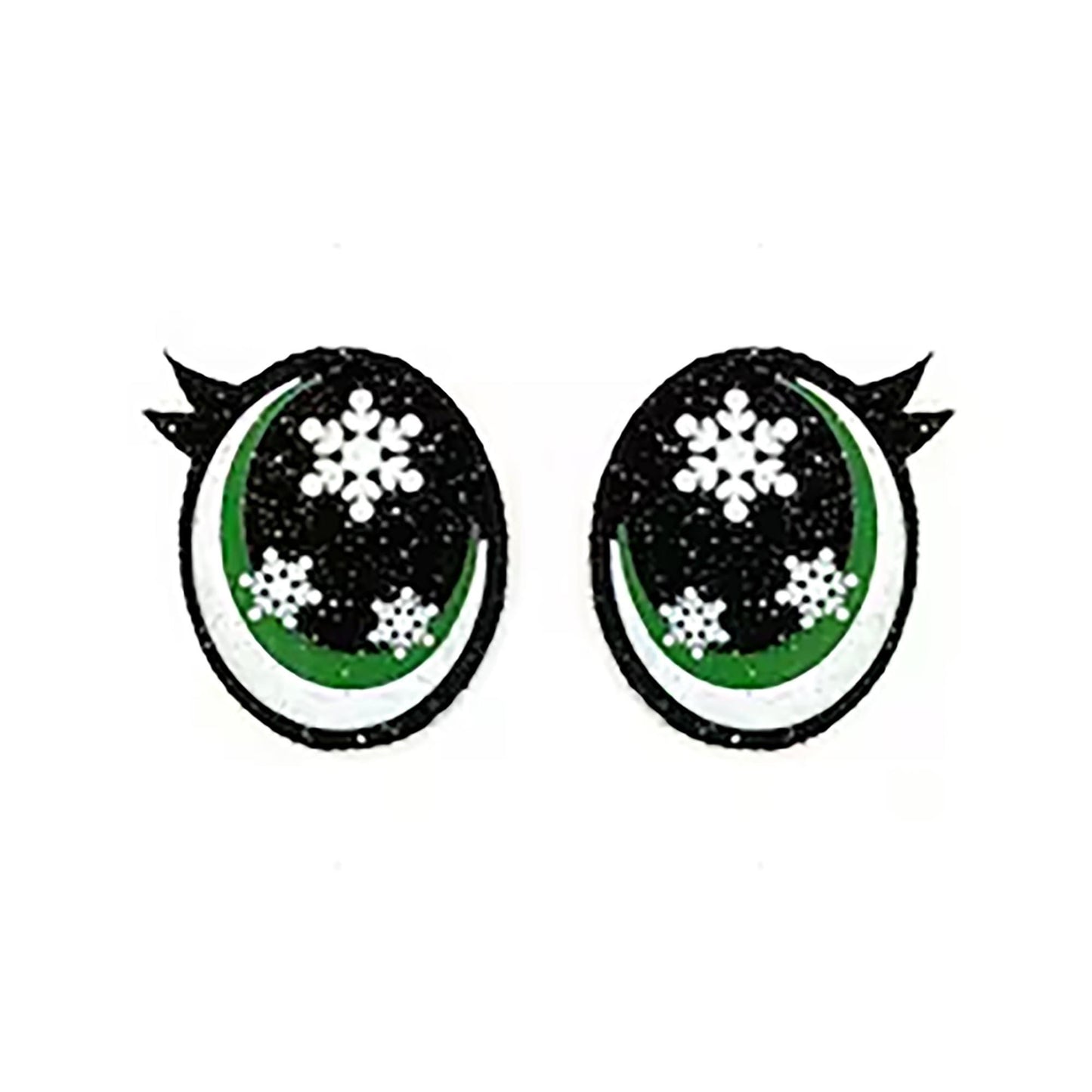 6 Pack of Oval Snowflake Glitter Felt Eyes for Amigurumi, with Lashes, Multiple Sizes Available