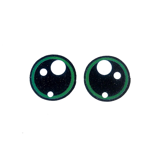 6 Pack of Round Green Glitter Felt Eyes For Amigurumi Multiple Sizes Available