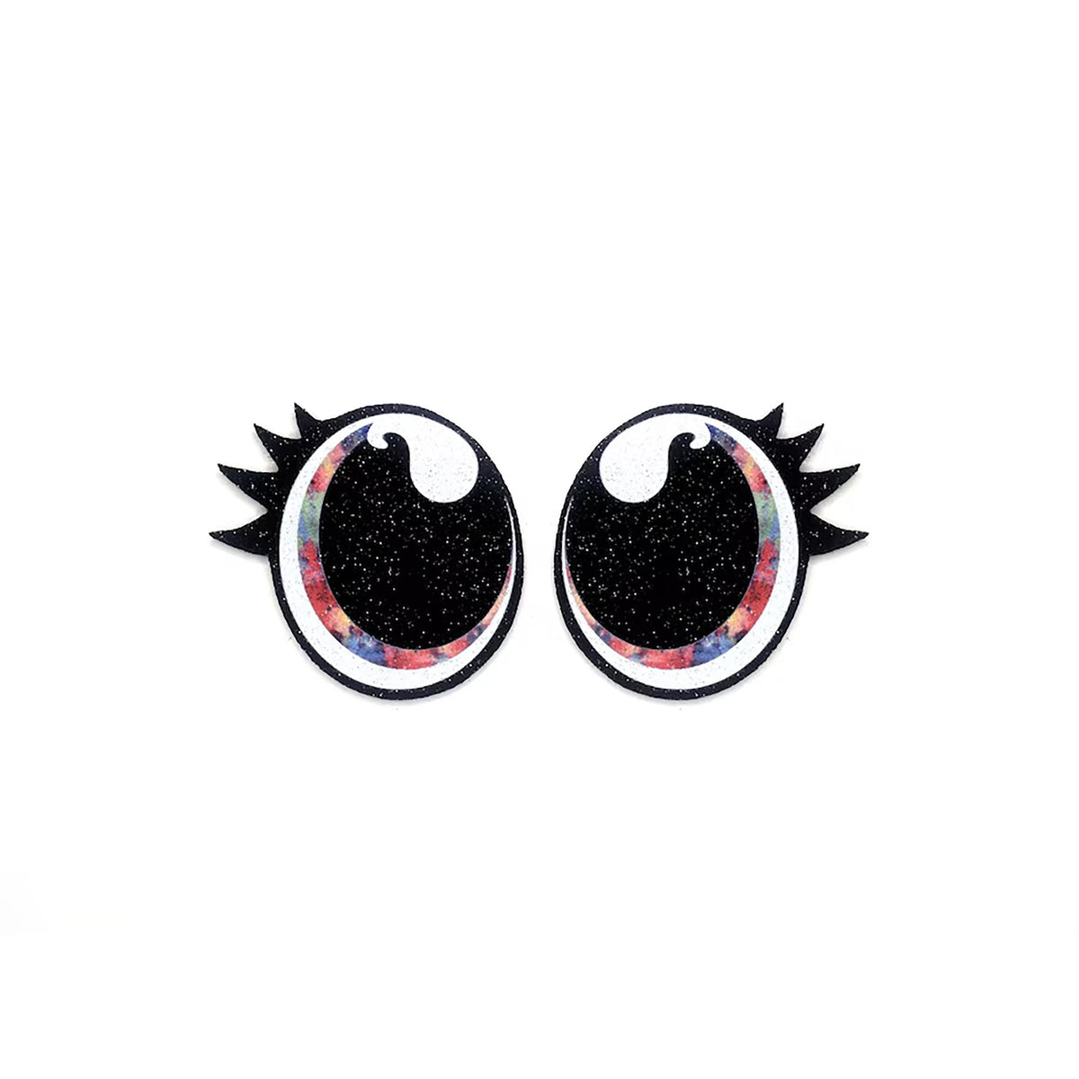 6 Pack, 3 Pack or Bulk Glitter Felt Eyes with Lashes for Amigurumi, Crochet, Tye Dye, Rainbow, Oval, Knit, Plushie, Kawaii