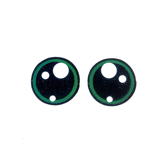 3 Pack of Round Green Glitter Felt Eyes for Amigurumi Multiple Sizes Available