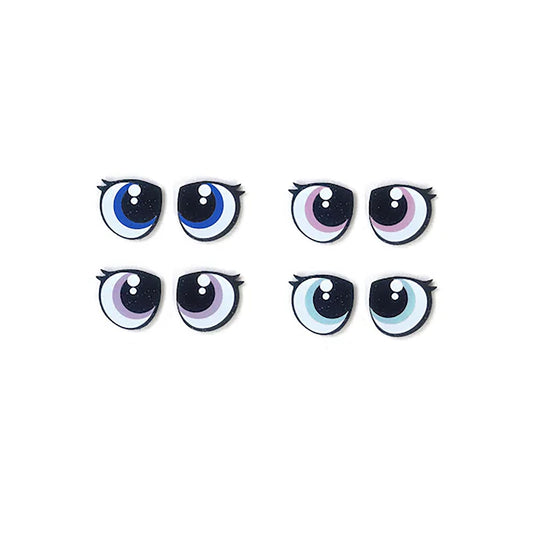 3 Pack of Oval Glitter Felt Eyes for Amigurumi, Sad, Pouty, Cute, Multiple Sizes Available